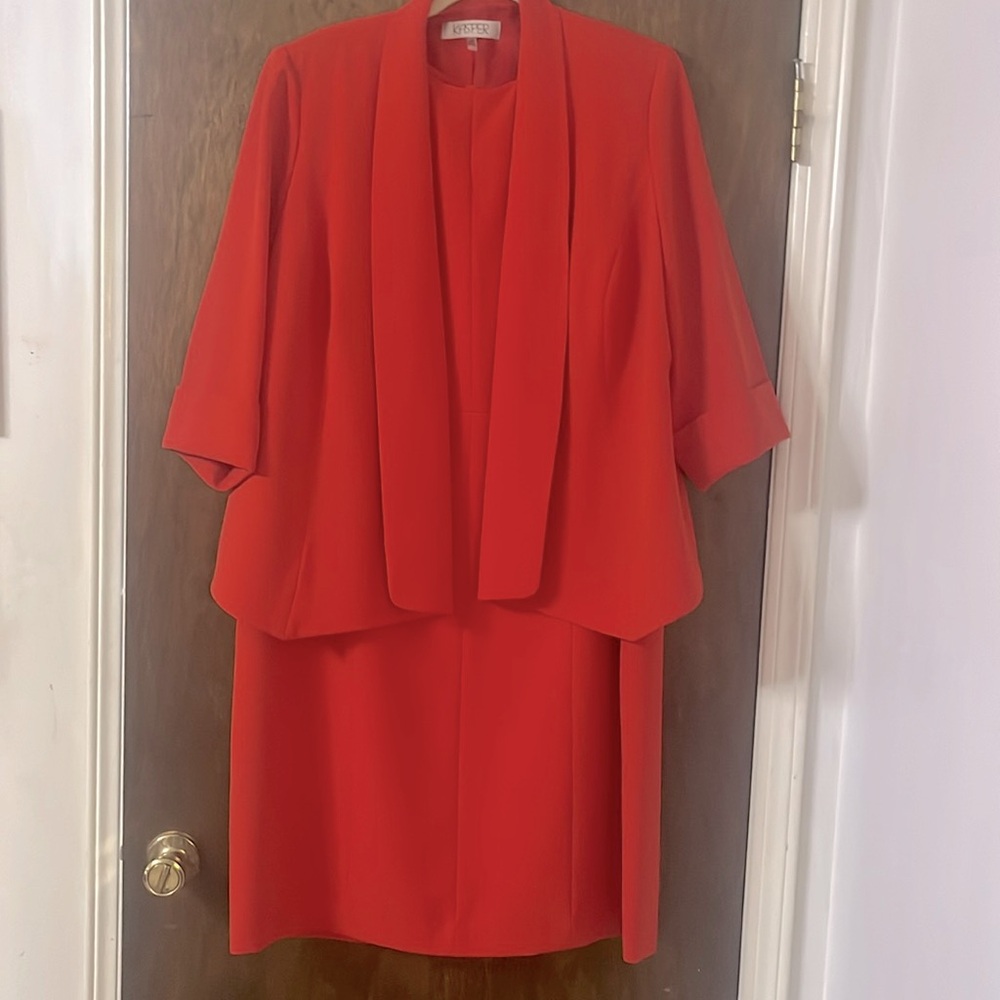 [Kasper] Orange Sleeveless Jacket dress